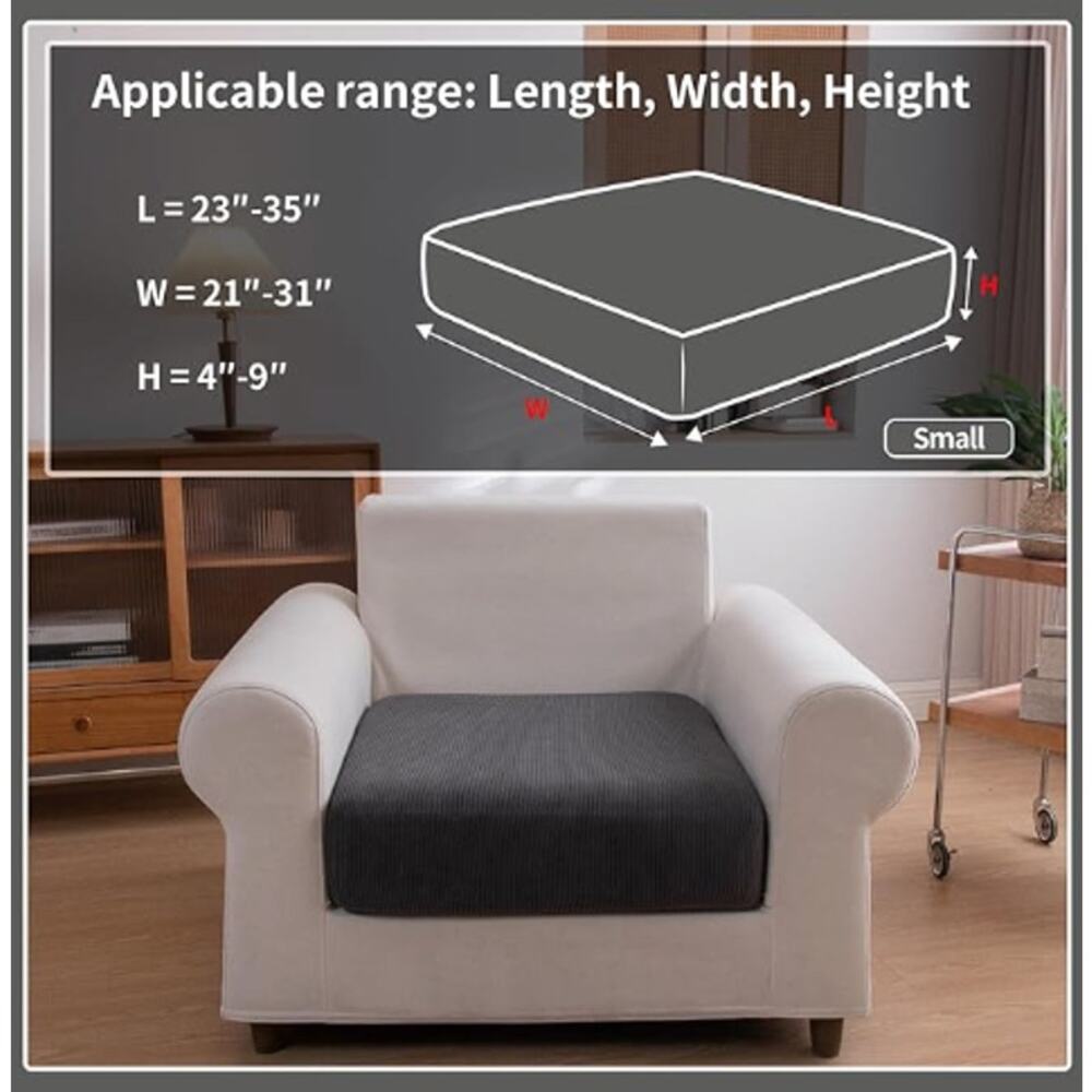 1 Piece Soft Chair or Couch / Sofa Cover, Washable, Dark Gray